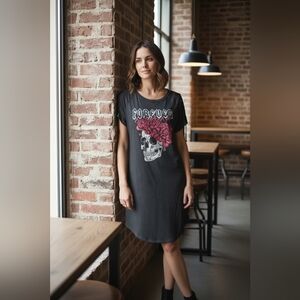 Fig & Olive Women's Size XL Y2k Grunge Skull Dress With Shoulder Ties